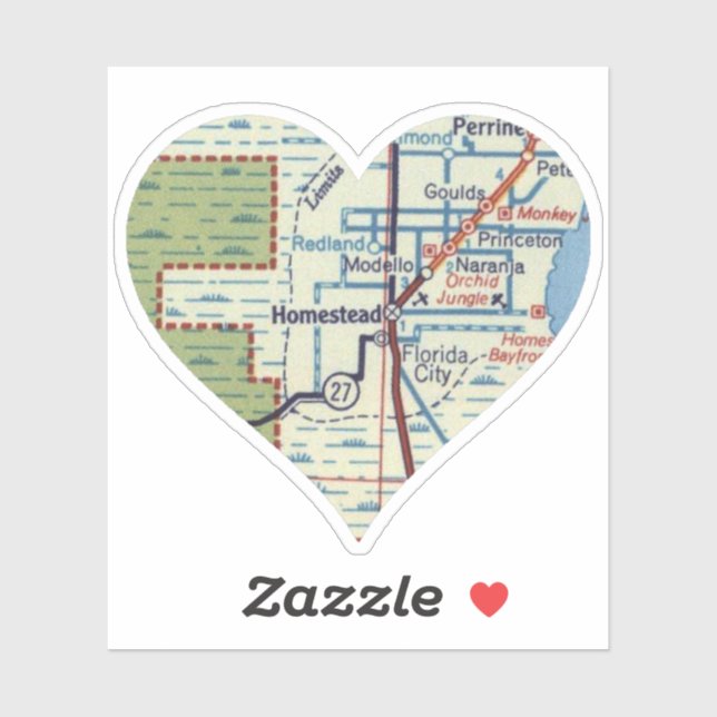 Sticker Homestead Florida Carte Vintage (Feuille)