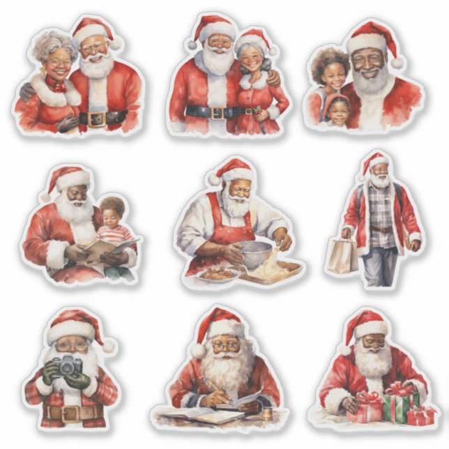 Sticker Homme de famille Père Noël noir (Devant)