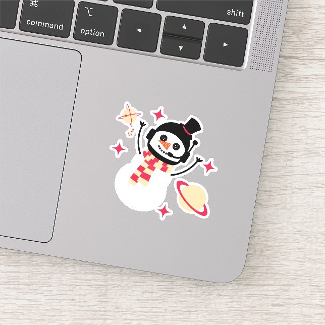 Sticker - Homme de neige de l'espace de Noël (roug (Détail)