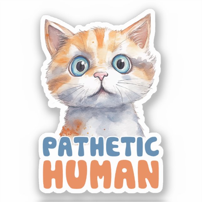 Sticker Homme pathétique - Design de chat Sarcastique (Recto)