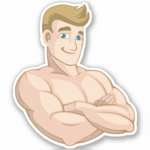Sticker Homme sans chemise de muscle de garçon de plage d