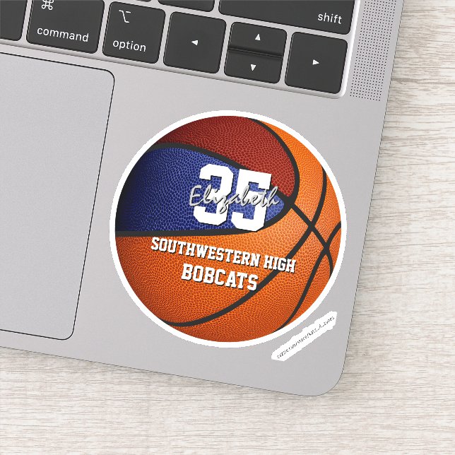Sticker Hommes de basket-ball bleu marron moins de 10 ans (Détail)