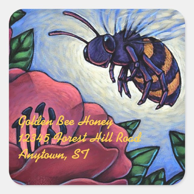 Sticker Honey Bee Visits Flowers Beekeeper Product (Front)