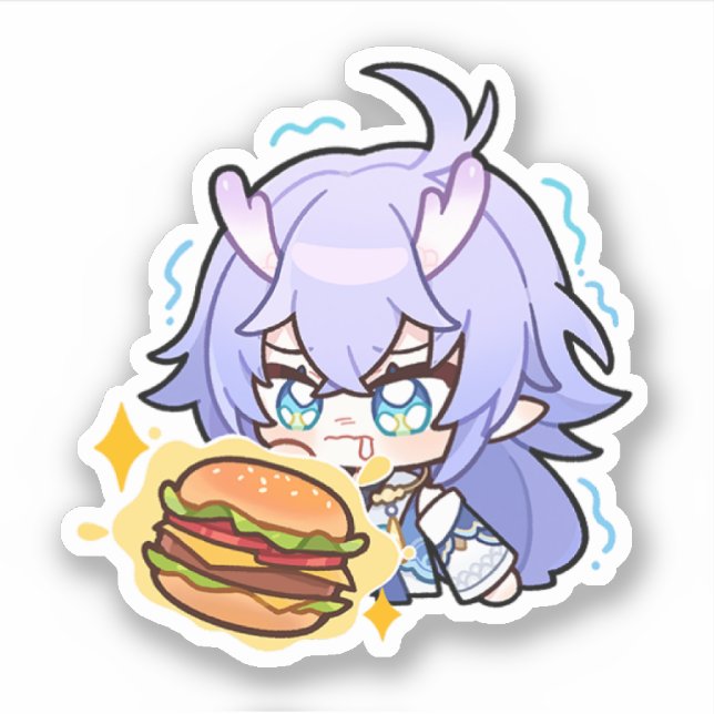 Sticker Honkai Star Rail Chibi Bailu Burger (Devant)