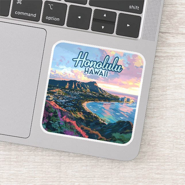 Sticker Honolulu Hawaii Oahu Waikiki Beach Diamondhead (Détail)