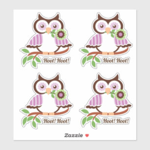 Sticker Hoot Hoot ! Ensemble de quatre chouettes chouettes