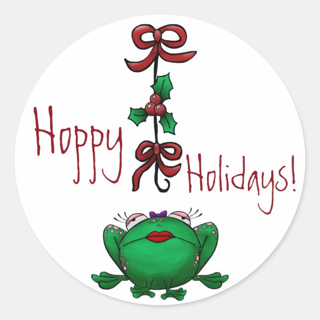 Sticker Hoppy Holidays Christmas Frog (Front)