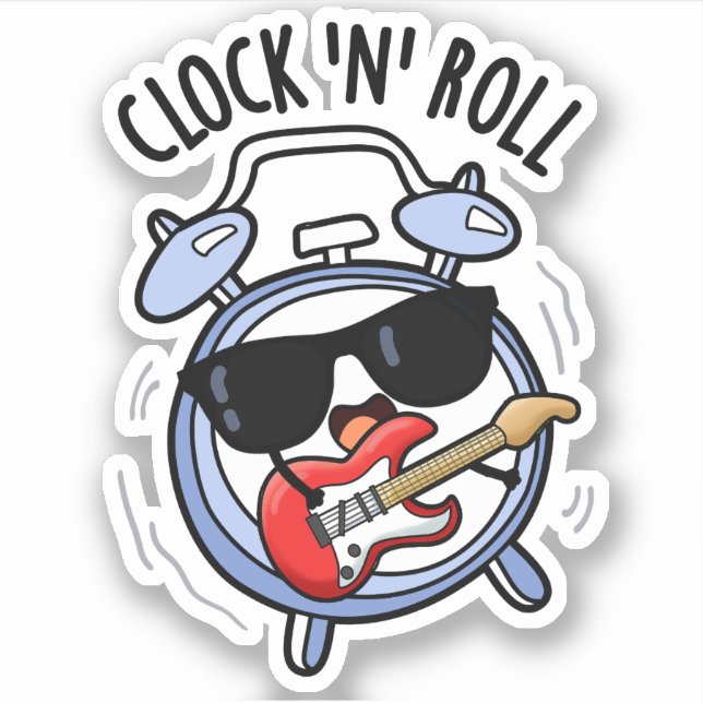 Sticker Horloge Et Rouleau Funny Rock Pun (Devant)
