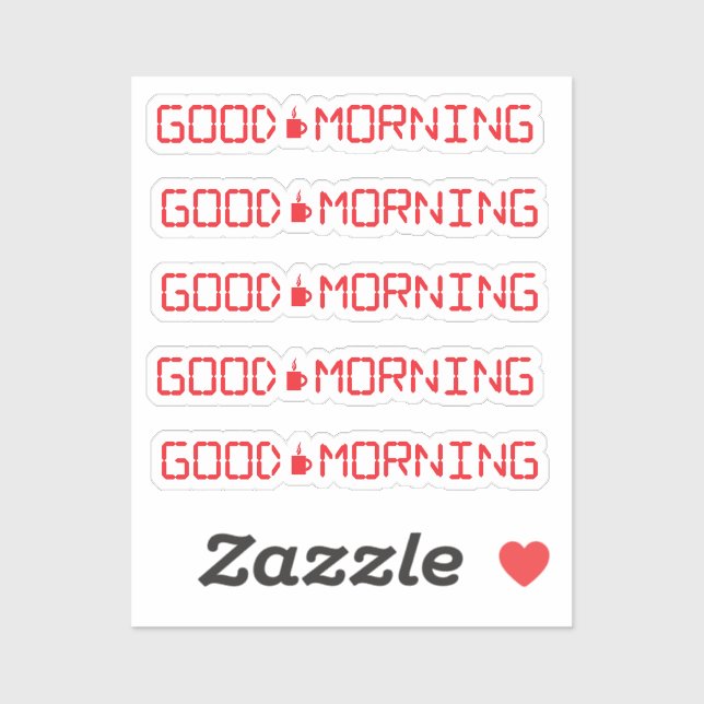 Sticker Horloge numérique Bonne Matin Café Mug Early Birde (Feuille)