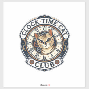 Sticker Horloge Temps Chat Chat Graphique Tee Art - Horlog