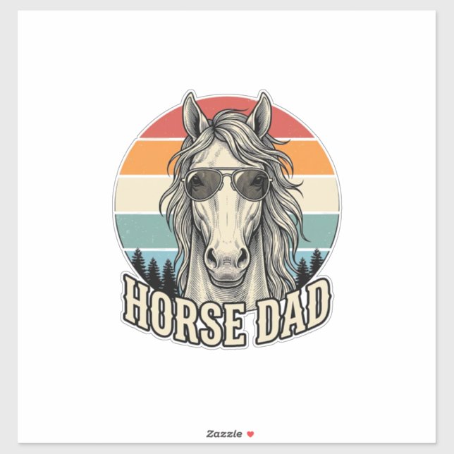 Sticker Horse Dad Vintage Sunset Engraving Vector Design_1 (Feuille)