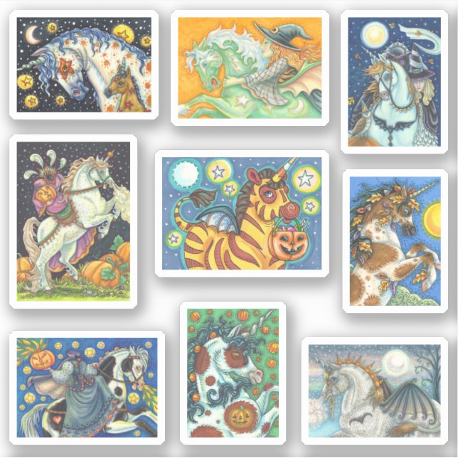 Sticker HORSE ET UNICORN éffrayant HALLOWEEN (Devant)