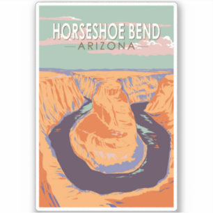 Sticker Horseshoe Bend Travel Art Vintage
