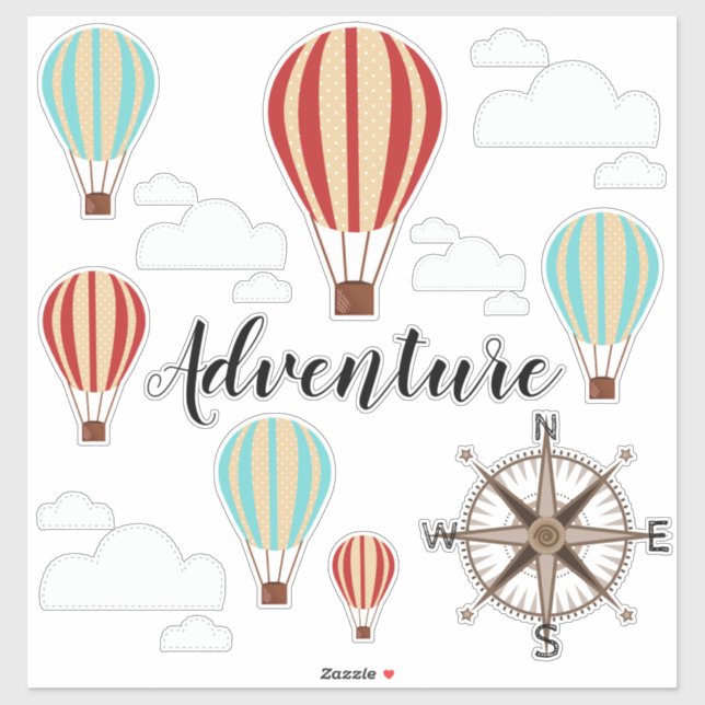 Sticker Hot Air Balloons Adventure (Feuille)