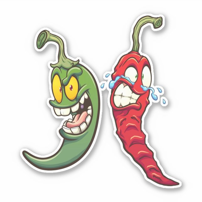 Sticker Hot Chilis - Poivrons verts et rouges (Devant)