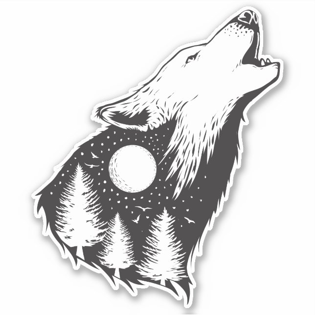 Sticker Howling Wolf (Devant)