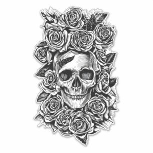 Sticker Humains Crâne Rose Goth Art Illustration