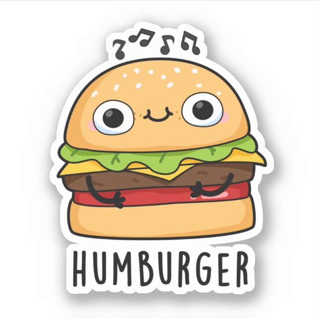 Sticker Humburger Funny Humming Burger Pun (Devant)