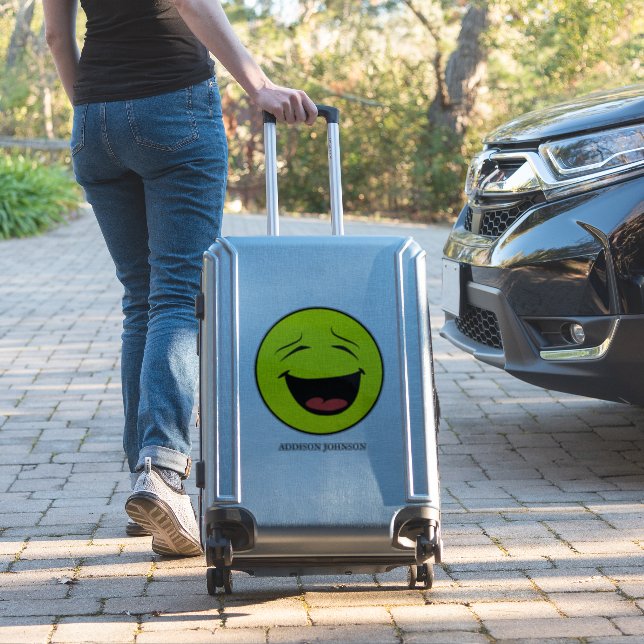 Sticker Humoristique rire Emoji Visage Jaune Ajouter le no (Valise Insitu)