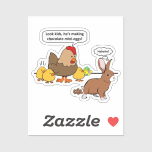 Sticker Humour au chocolat de Pâques coupé