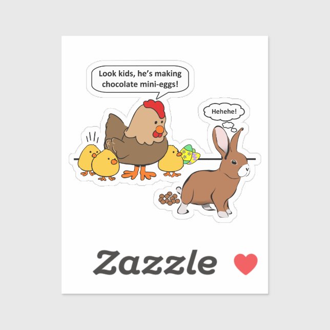 Sticker Humour de chocolat de lapin de Pâques coupé (Feuille)