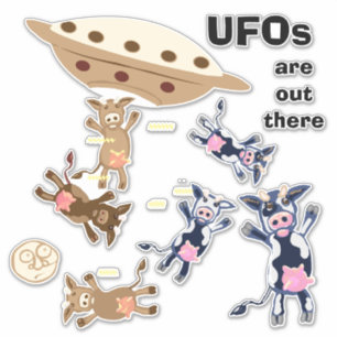 Sticker Humour d'enlèvement de vache UFO
