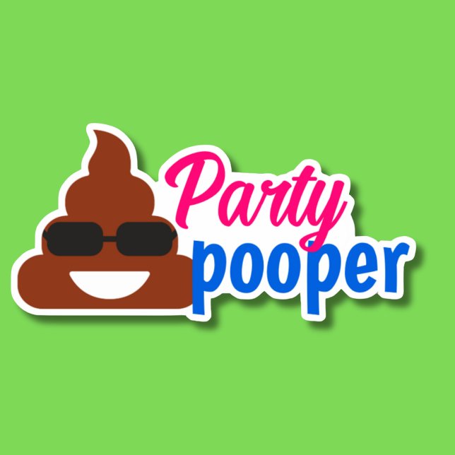 Sticker Humour Party Pooper imperméable (Créateur téléchargé)