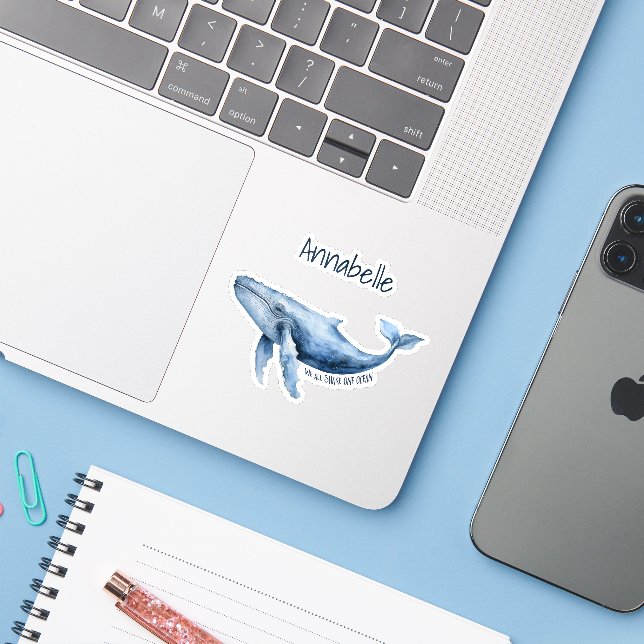 Sticker Humpback Whale Ocean Conservation Personnalisé (Ordinateur portable avec iPhone)