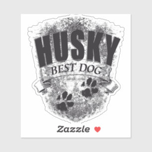 Sticker HUSKY BEST DOG Pfotenabdruck vintage