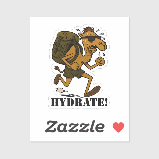 Sticker Hydrate – Funny Camel Running Fitness Design (Feuille)