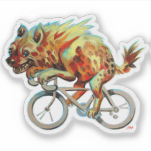 Sticker Hyène Colorée En Tête À Vélo