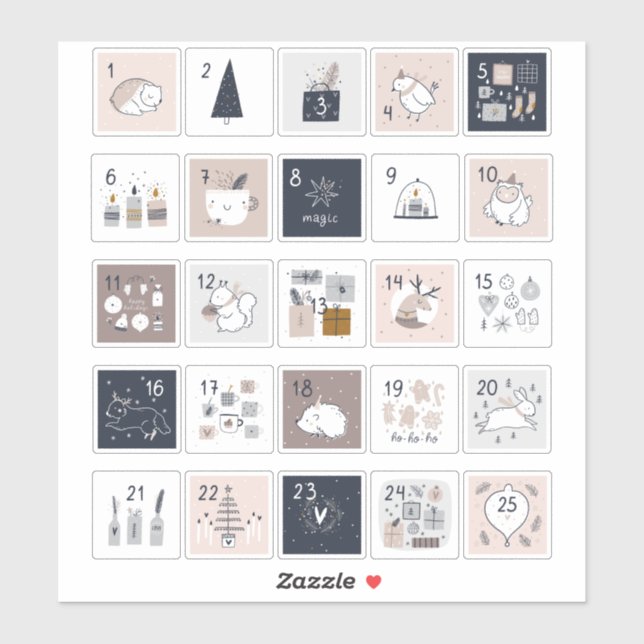 Sticker Hygge calendrier des fêtes Noël magie (Feuille)