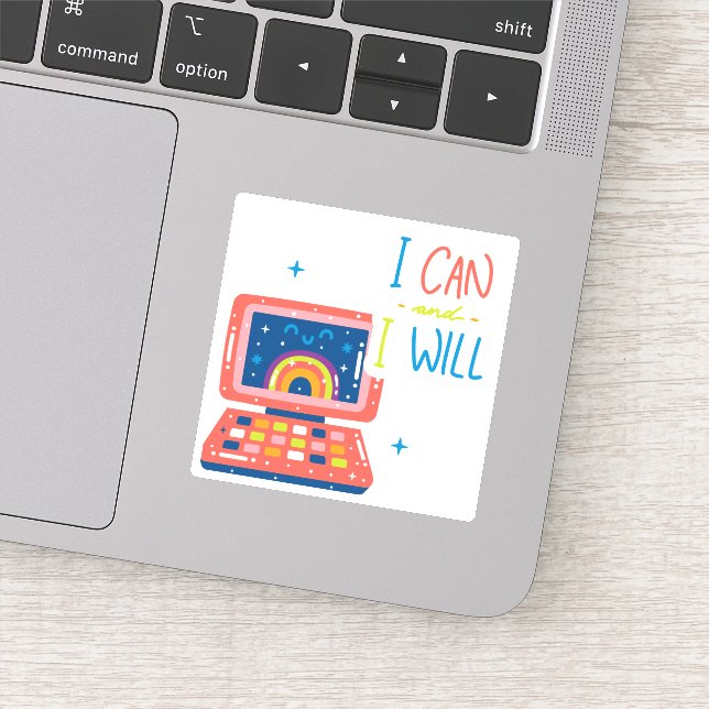 Sticker I Can et I Will Retro Technologie Theme Vinyl (Détail)