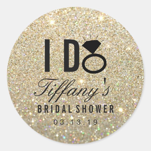 Sticker - I DO Bridal Shower Glitter (Front)