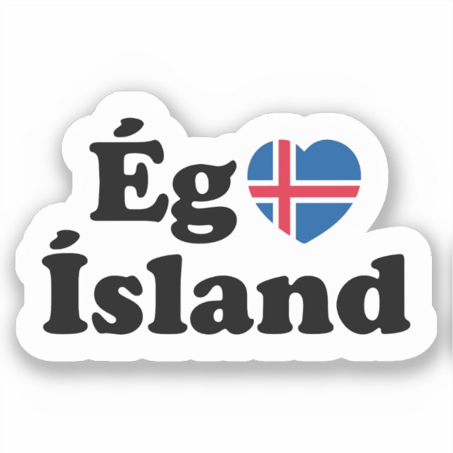 Sticker I Heart (Love) Islande [Ég Elska Ísland] Islandais (Recto)