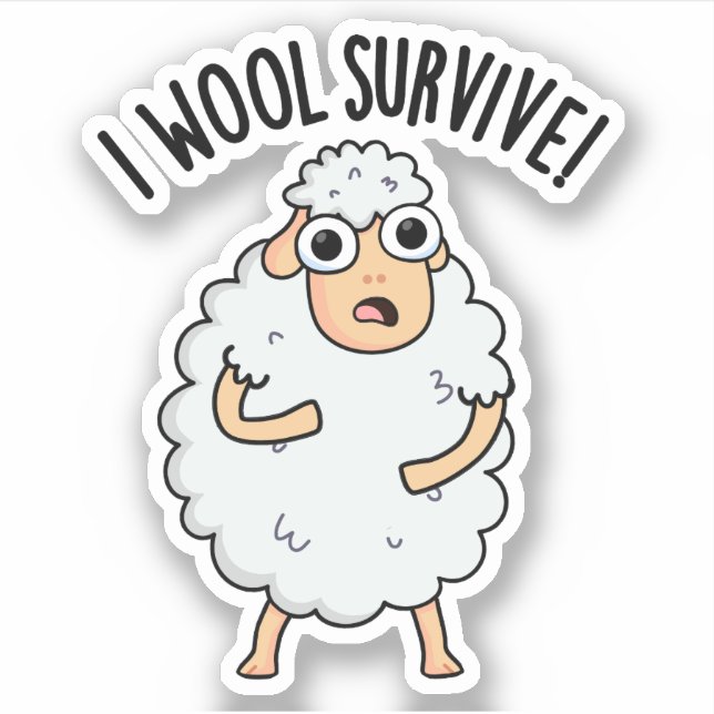 Sticker I Laine Survive Funny Sheep Pun (Devant)