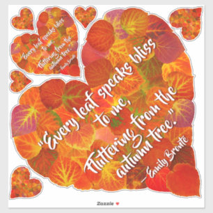 Sticker I Love Automne—Rouge Aspen Leaf Heart 1, Citation 