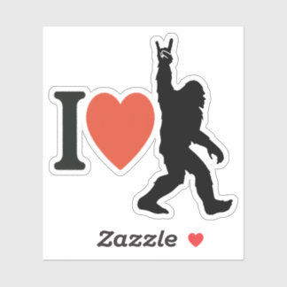 Sticker I Love Bigfoot Rock On