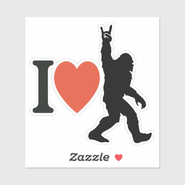 Sticker I Love Bigfoot Rock On (Feuille)