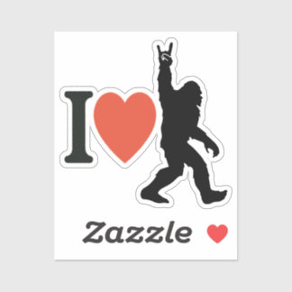 Sticker I Love Bigfoot Rock On