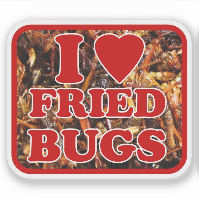 Sticker I Love (Coeur) Fried Bugs / Insectes comestibles (Devant)