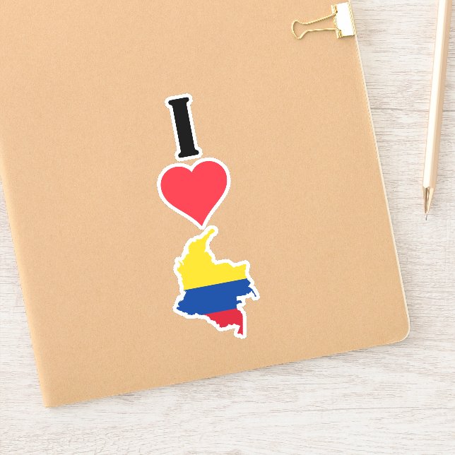 Sticker I Love Colombia Vertical I Heart Country Carte du  (Carnet)