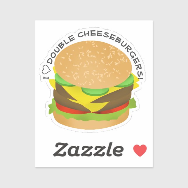 Sticker I Love Double Cheeseburgers (Feuille)
