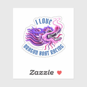 Sticker I Love Dragon Boat Racing Pink Logo