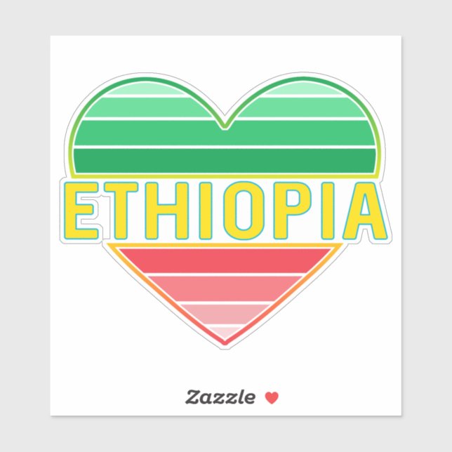 Sticker I Love Ethiopia, Ethiopian Heart (Feuille)