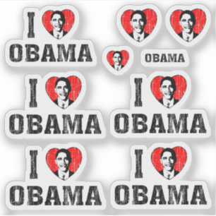 Sticker I Love Heart Obama Contour Cut Set