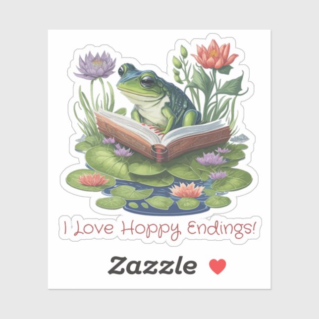 Sticker I Love Hoppy Endings Livre Love Frog (Feuille)