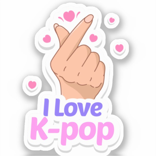 Sticker I Love Kpop Finger coeur (Recto)