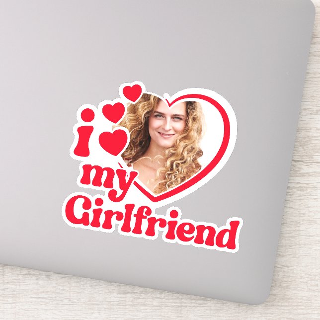 Sticker I Love My Girlfriend Photo personnalisée (Détail)