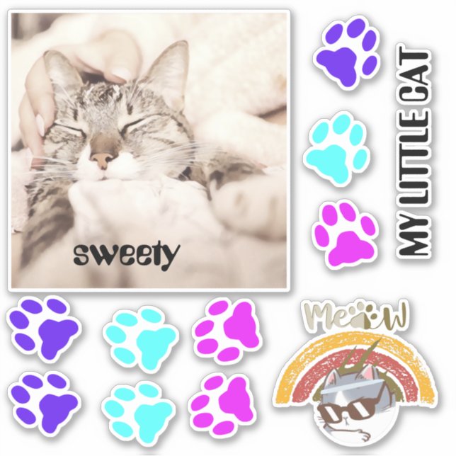 Sticker I love my sweet little cat photo (Devant)